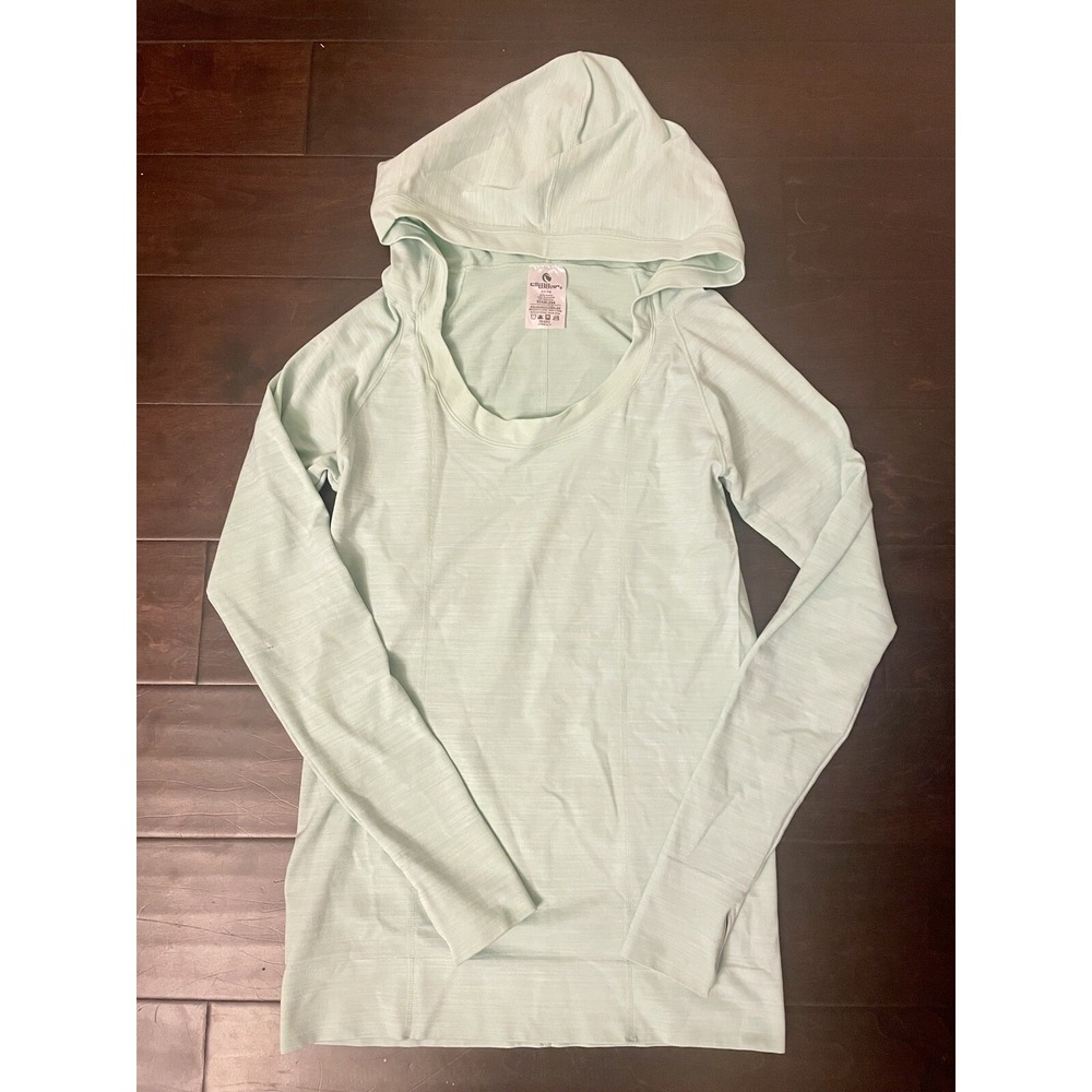 CLIMAWEAR Womens Athletic Top Light Mint Green L/S Hoodie Seamless Shirt Sz S